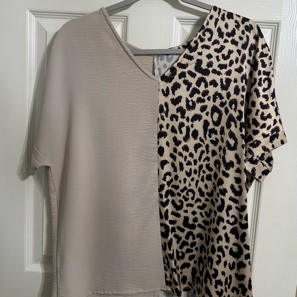 Leopard Print Beige Women's Top
